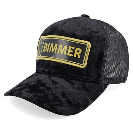 Iconic - Sort trucker Kasket - Bimmer Gold License Plate Velvet Black A-Frame Trucker @ Hatstore