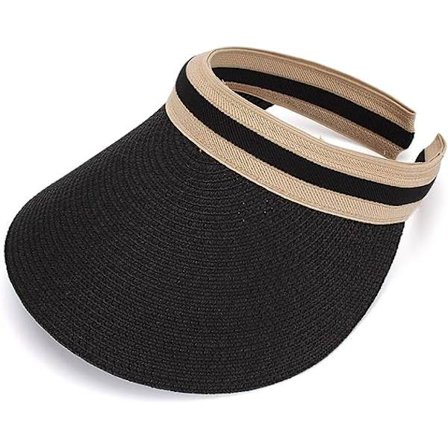 Dame Sommerhat Bred Skygge Sort Strand Halm Hat Dame Sommerhat