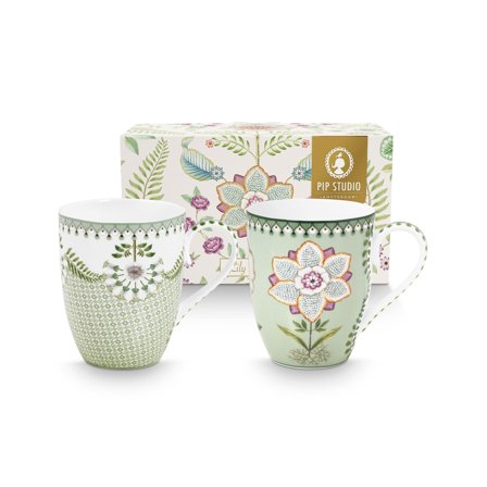 PIP Studio Lily & Lotus krus 35 cl 2-pak - Grøn | KitchenOne