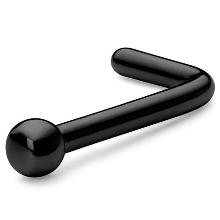 Orecchino a bottone da 6 mm con punta a sfera in acciaio chirurgico nero per uomini - Gioielli per piercing al naso