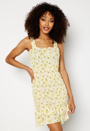 Pieces Taylin Smock Dress Buttercream AOP:FLOW Klær