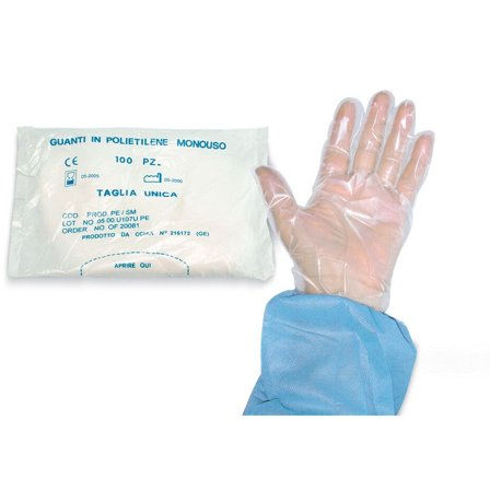 Safety Guanto Plastica Monouso PEH EMB Busta 100 Pezzi