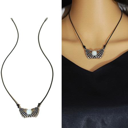 Halloween Retro Skull Hand Paw Luminous Halsband