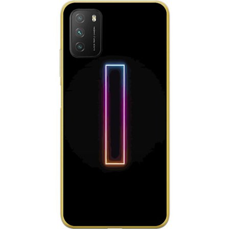 Kompatibelt Mobilskal till Xiaomi Xiaomi Poco M3 Minimalistisk neonbokstav I i regnbågsfärger mot mörk bakgrund