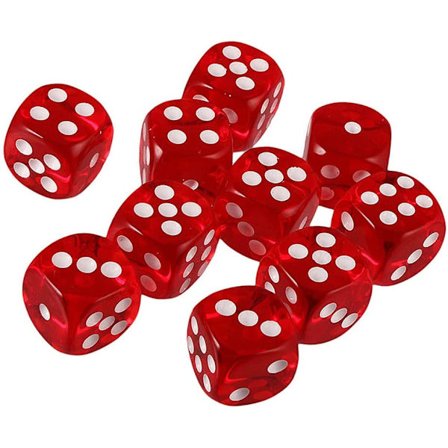 10 16mm D6 Polyhedral Acrylic Dice (Rød) for DND Dice RPG MTG Tab