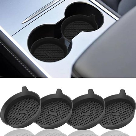 4 st - underlägg bil silikon halkfri allmän underlägg för mugghållare i bilen, interiördelar för bilar svart 7*7 cm_yu