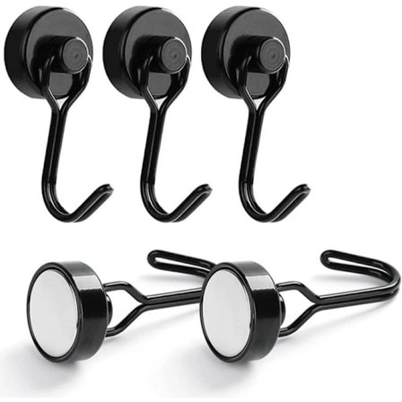 Magnetiske kroge, 5-pak, stærke magnetkroge 30 kg, neodym-magnetkroge til køleskab