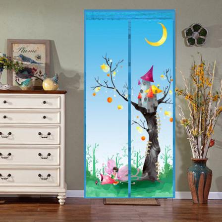 Ett sett (presset blomstfe himmelsblå, ca 90*210cm) Magnetisk