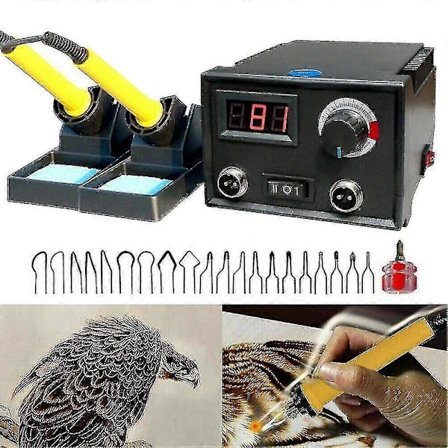 Puunpoltin Säädettävä Lämpötila Digitaalinen Näyttö Pyrografia Kaksoiskynä Polttokone Kurpitsa Puukäsityö Työkalusarja Juotoskolvi