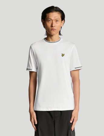 Lyle & Scott Birdseye Half Tipped T-Shirt - White - L