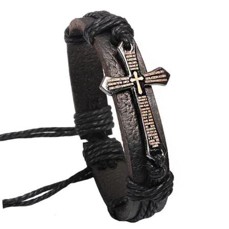 Retro Handgjort Armband Kors Latin Svart one size