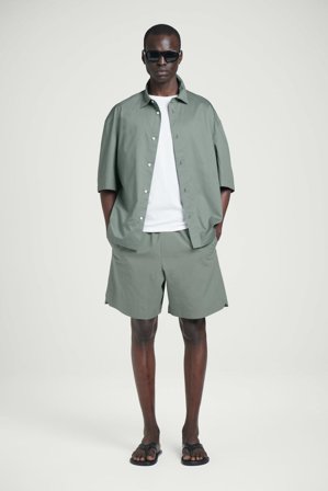 COS Homme Chemise Manches Courtes Silhouette Carrée En Coton in Vert