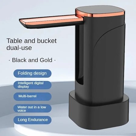1 stk. Elektrisk vannpumpe for vanndunk med stor LED-skjerm, 1200mAh batteri (svart)