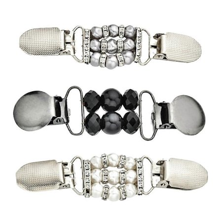 3 stk. Perle Brosje Cardigan Krage Klemme Bluser Klyper Klesklyper Kappe Klemme-Perfekt