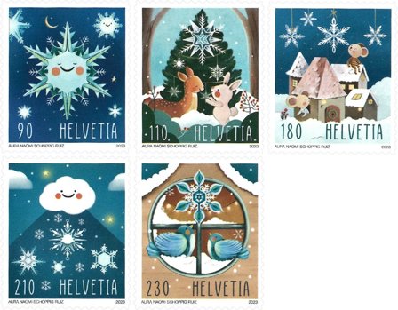 Schweiz - Julen 2023 - Postfrisk sæt 5v