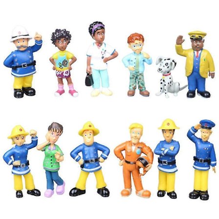 12 stk. Morsomme Brannmann Sam Action Figurer Leker Mini Figurer Dukker Dekorasjoner Barn Gutter Gaver