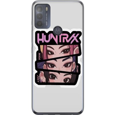 Yhteensopiva Puhelinkuori Motorola Moto G50 K-pop-inspiroitunut futuristinen tyttöryhmä neonvaloissa ja kosminen sci-fi-kohtaus