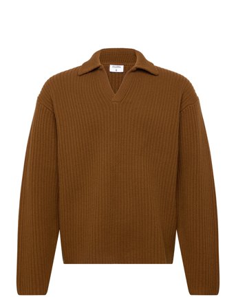 Filippa K Chunky Ribbed Wool Polo - Brown - M