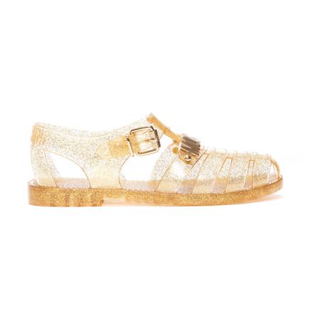 Moschino, Flat Sandals Żółty, Kobieta, Rozmiar: 41 EU
