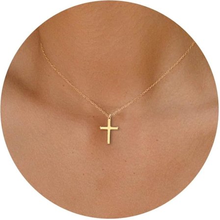 Korshalsband för kvinnor, 14k guldpläterad/sterling silver kedja halsband, nätt lager-på-lager guld korshänge halsband, enkla söta halsband för 