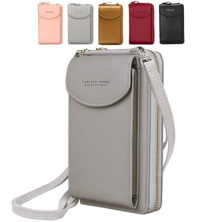 Dame mobiltelefon skuldertaske crossbody læder mobiltelefon etui med pung