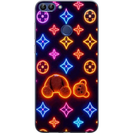 Yhteensopiva Puhelinkuori Huawei Huawei P smart Neonvärisellä ylellisellä kuviolla, jossa hehkuvia nalleja pop-taide-esteetiikassa