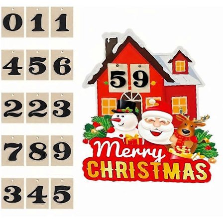 Nedräkningskalender i trä, bordsdekoration, julklapp, festtillbehör