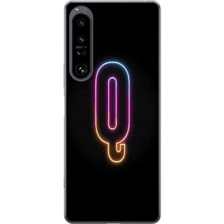 Kompatibelt Mobildeksel til Sony Sony Xperia 1 IV Minimalistisk neonbokstav Q i skinnende farger mot mørk bakgrunn