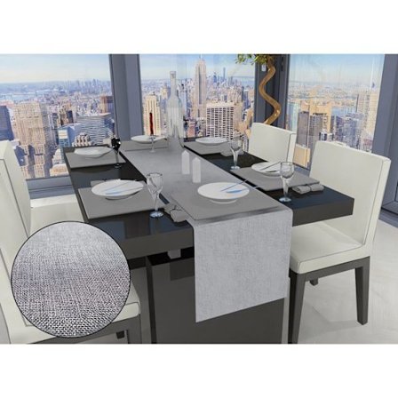 SOLEIL D'OCRE BELLA bordslöpare - 40x140cm - Grå polyester