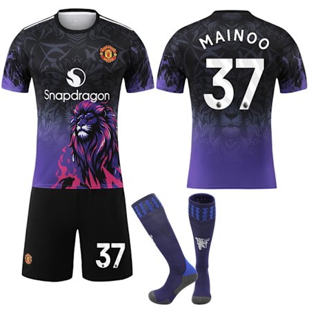 25-26 Manchester United F.C. Special Edition NO.37 Mainoo Drakter Barn Voksen Fotballutstyr med Sokker