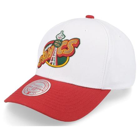 Mitchell & Ness - NBA Bílá adjustable Kšiltovka - Seattle Supersonics Team 2 Tone 2.0 Pro White/Red Adjustable @ Hatstore