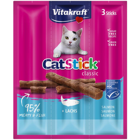 Vitakraft - CatSticks Mini Laks 6 g x 3 stk. - Katt - Kattegodteri & kattegress - Tyggepinner til katt - ZOO.no