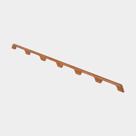 Boat handle / grab rail Roca, square profile, for screw, FSC-certified Teak, 6 grips - 1600 x 61 x 24.5 mm