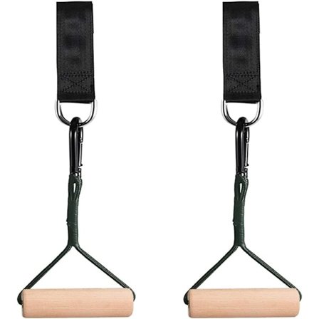 Trä Pull Up Klättergrepp med Remmar - Handgrepp Styrketränare Träningsredskap för Bouldering, Pull-ups, Ninja Warrior, Kettlebells, Fitness, W