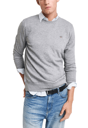 GANT Shield Crew Neck Sweatshirt Tröjor Herr Grå L