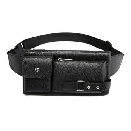 Miehet naiset Fanny Pack -vyötärölaukku Casual Sport Cross Body vedenpitävä monikerroksinen olkapää PU-nahkaa Small black
