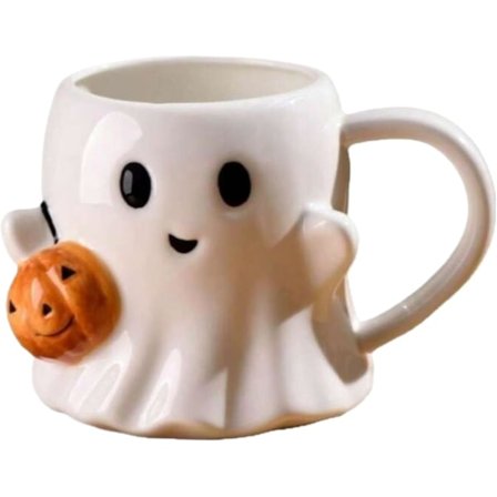 Græskarkop, Halloween Spøgelseskrus, Halloween Kop, Høj Kvalitets Keramikkonstruktion, Komfortabelt Håndtag Og Let Greb