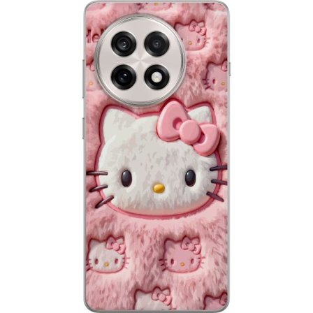 Kompatibelt Mobildeksel til OnePlus 13R Hello Kitty rosa fluffy bakgrunn med ikoniskt ansikt og kawaii-estetikk