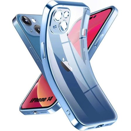 Coque - E.F.CONNECTION - för iPhone 14 - Mjuk - Transparent med Blå Kant