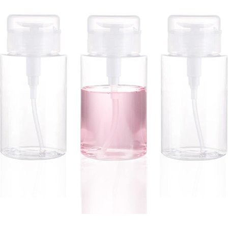 3-pack Tryckpumpflaskor, Tomma Flaskor med Trycklock, för Nagellack, Makeupborttagning, Micellärt Vatten, Ansiktsvatten, 6,7 oz/200 ml