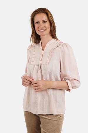 BRANDTEX - 3/4 Ærmet Bluse - Rosa - Flæse Detalje