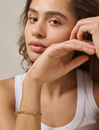 Enamel Copenhagen Bracelet, Chunky Charm - Gold - ONE SIZE 20 cm