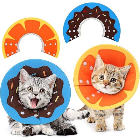 Justerbar katte-genopretningsblød krave, sød nakkekegle efter operation, behagelig hovedsårheling beskyttende elisabethansk, frugtdonutform, til 