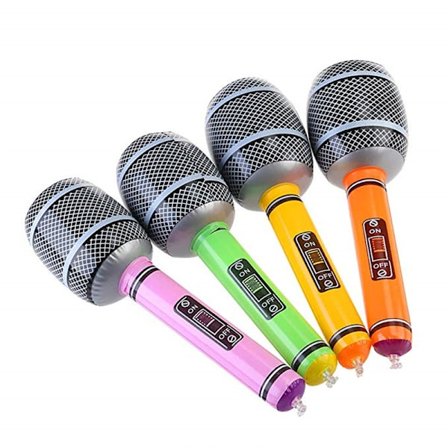 4 stk. oppustelige mikrofonballoner sjove tilbehør, fødselsdagsfest