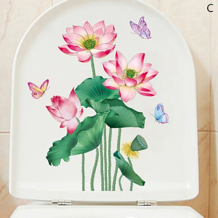 WC Stickers Toalett Blommigt Wall Sticker För Badrum Toalettlock