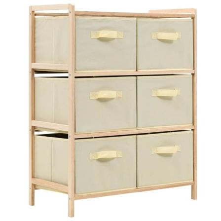 vidaXL Förvaringshylla med 6 tygkorgar cedarträ beige Beige