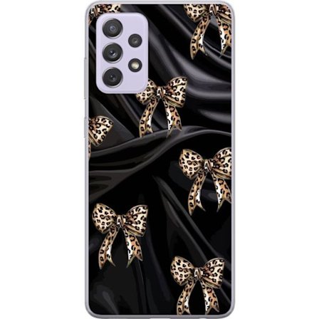 Kompatibel Mobilcover til Samsung Samsung Galaxy A52s 5G Leopardmønstrede bånd på sort silkebaggrund, luksuriøst mønster med glamour, eksklusiv s