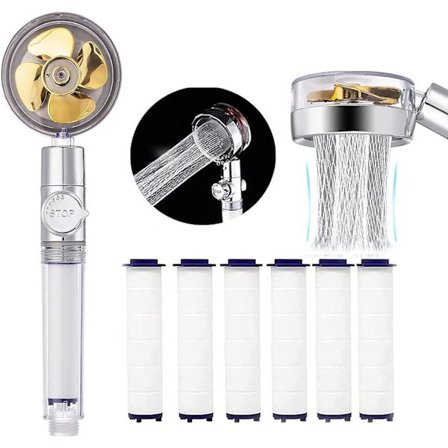 Handdusch, duschhuvud, anti-kalkduschhuvud, vattenbesparande anti kalkstensduschhuvud, trestegsfiltreringssystem med 3 filter och paus