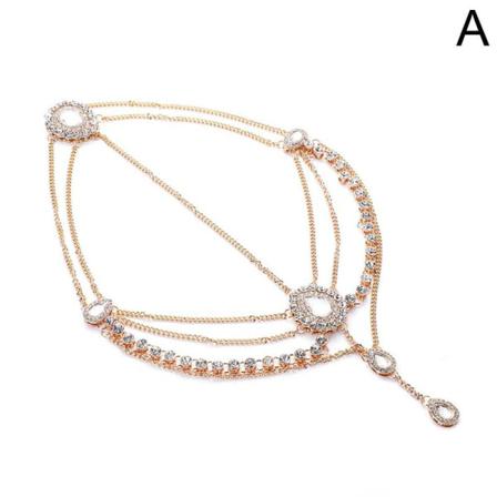 Kvinnor Kristallhuvudkedja Guld Silver Rhinestone Hårkedjor Drop