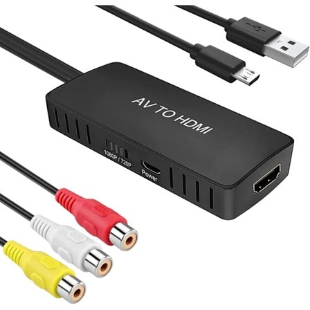 NÖRDIC komposiittivideo AV–HDMI-sovitin, 3x RCA AV ja CVBS-muunnin 1080p 60 Hz, 1 m